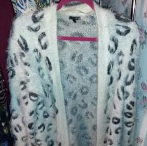 Angora Cheetah print cardigan size large
